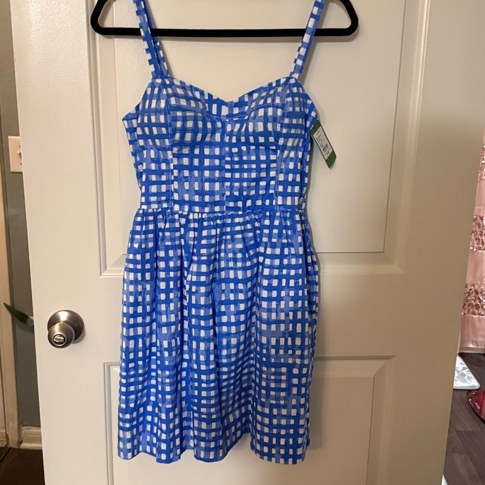 Lilly Pulitzer Blue and White Checkered Mini Dress - Picture 2 of 4